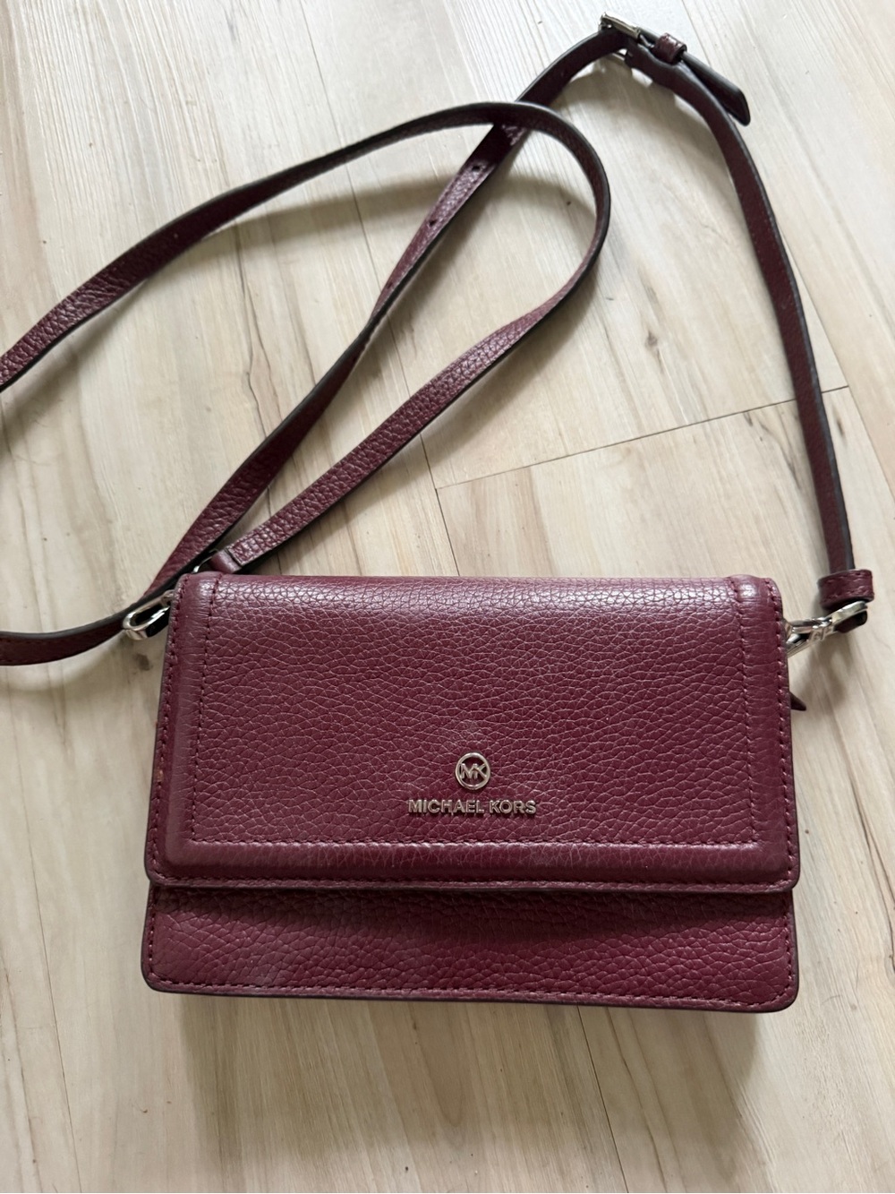Michael Kors Merlot Pebbled Leather Crossbody